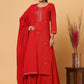 Salwar Suit Cotton Red Mirror Salwar Kameez