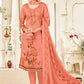 Salwar Suit Cotton Peach Embroidered Salwar Kameez
