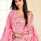 Pant Style Suit Cotton Satin Pink Print Salwar Kameez
