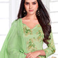 Salwar Suit Cotton Satin Green Floral Patch Salwar Kameez