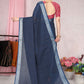 Classic Cotton Blue Plain Saree