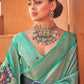Contemporary Cotton Silk Sea Green Foil Print Saree