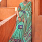 Contemporary Cotton Silk Sea Green Foil Print Saree