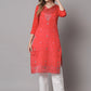 Designer Kurti Cotton Silk Orange Jacquard Work Kurtis