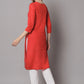 Designer Kurti Cotton Silk Orange Jacquard Work Kurtis