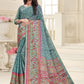 Classic Cotton Silk Blue Digital Print Saree