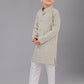 Kurta Pyjama Cotton Silk Green Embroidered Kids