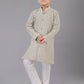 Kurta Pyjama Cotton Silk Green Embroidered Kids