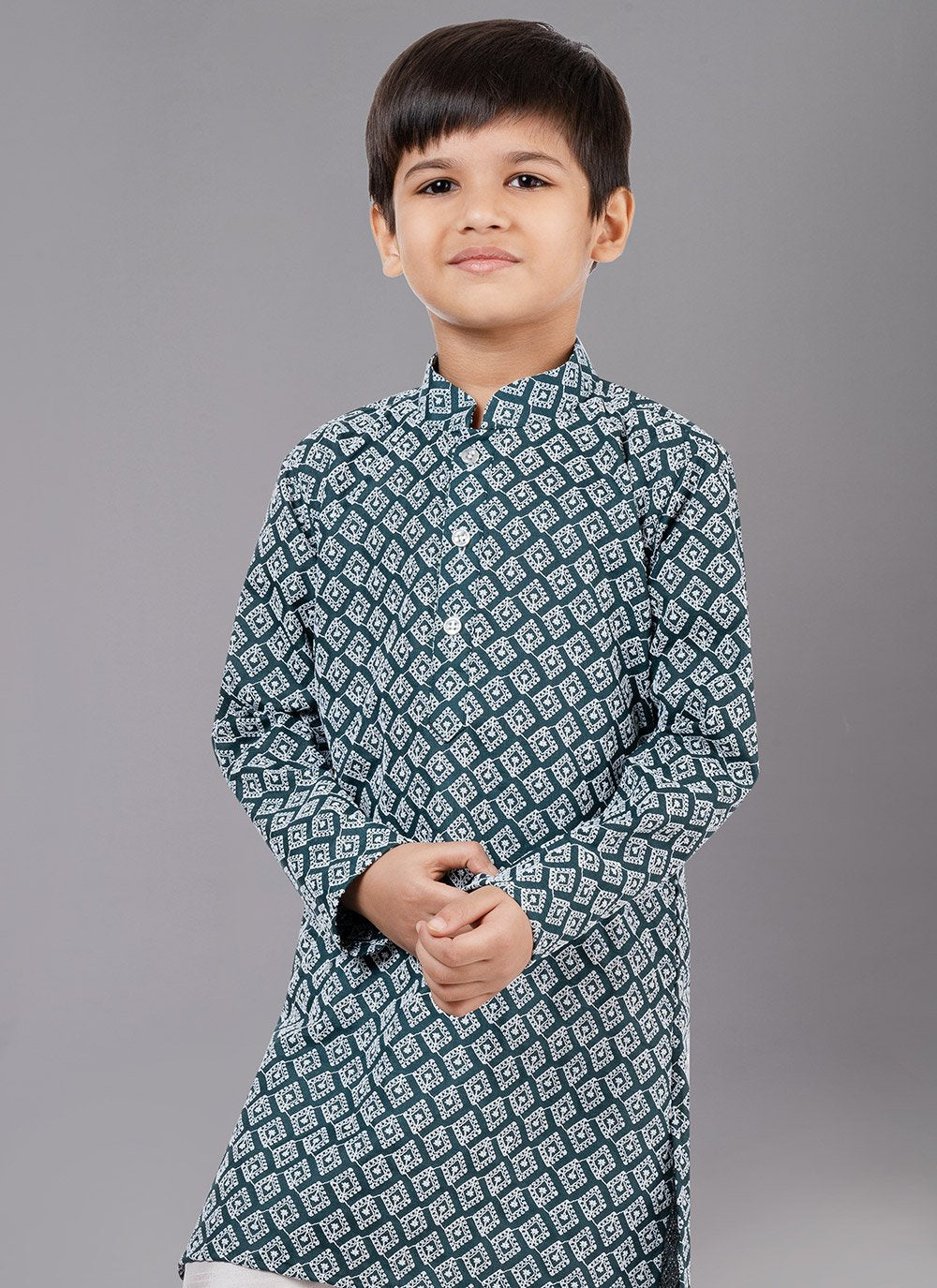 Kurta Pyjama Cotton Silk Rama Embroidered Kids