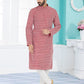 Kurta Pyjama Cotton Silk Red Embroidered Mens