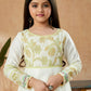 Anarkali Suit Cotton Silk Off White Embroidered Kids