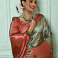 Contemporary Cotton Silk Green Print Saree