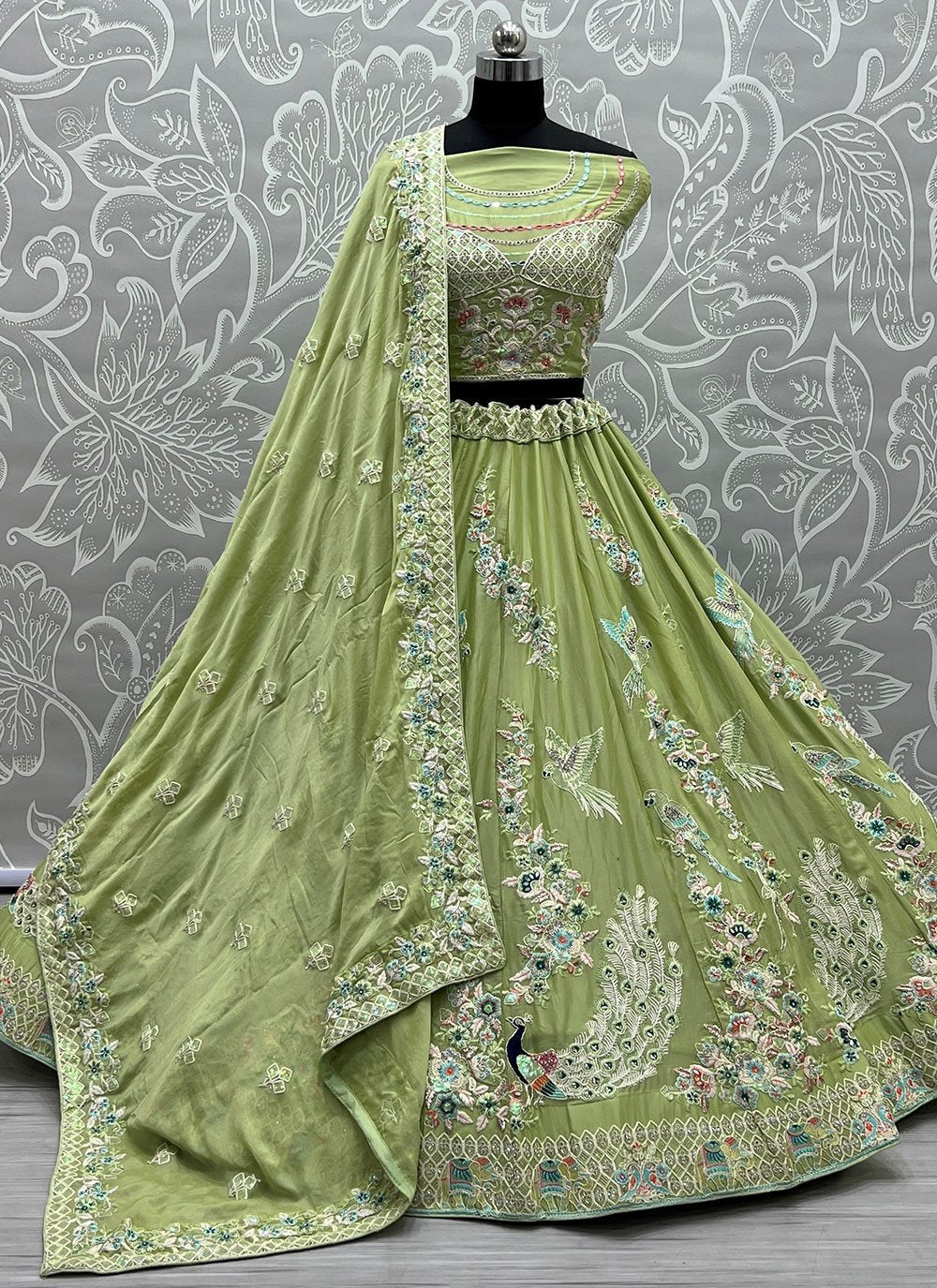 Lehenga Choli Cotton Silk Green Dori Work Lehenga Choli