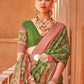 Contemporary Cotton Silk Green Foil Print Saree