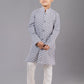 Kurta Pyjama Cotton Silk Grey Embroidered Kids