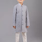 Kurta Pyjama Cotton Silk Grey Embroidered Kids