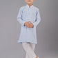 Kurta Pyjama Cotton Silk Grey Embroidered Kids