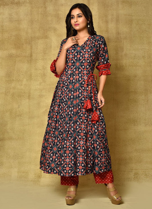 Anarkali Suit Cotton Silk Multi Colour Digital Print Salwar Kameez