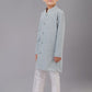 Kurta Pyjama Cotton Silk Grey Embroidered Kids