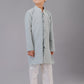 Kurta Pyjama Cotton Silk Grey Embroidered Kids