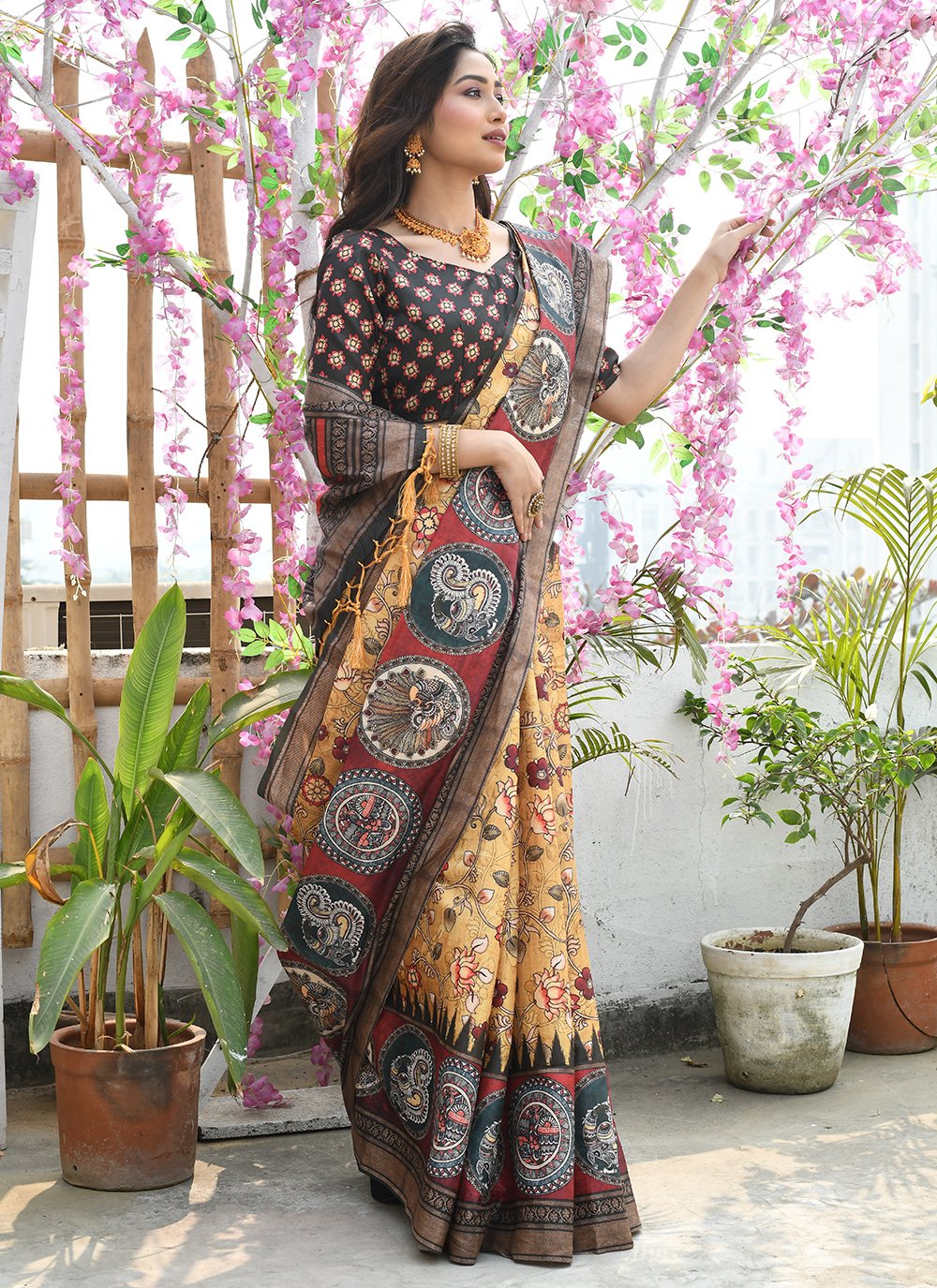 Trendy Saree Cotton Silk Multi Colour Print Saree