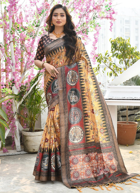 Trendy Saree Cotton Silk Multi Colour Print Saree