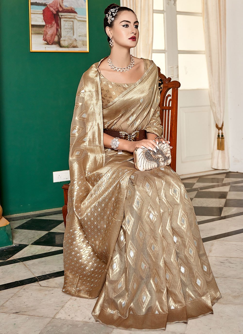 Classic Cotton Silk Gold Weaving Saree