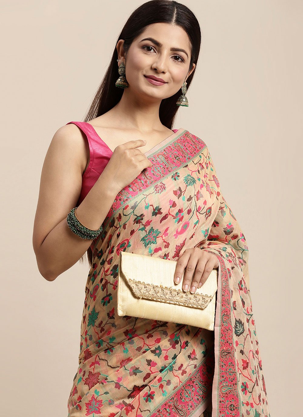 Classic Cotton Silk Beige Woven Saree