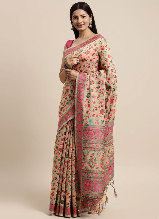 Classic Cotton Silk Beige Woven Saree