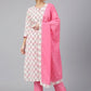 Straight Salwar Suit Cotton Off White Foil Print Salwar Kameez