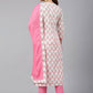 Straight Salwar Suit Cotton Off White Foil Print Salwar Kameez