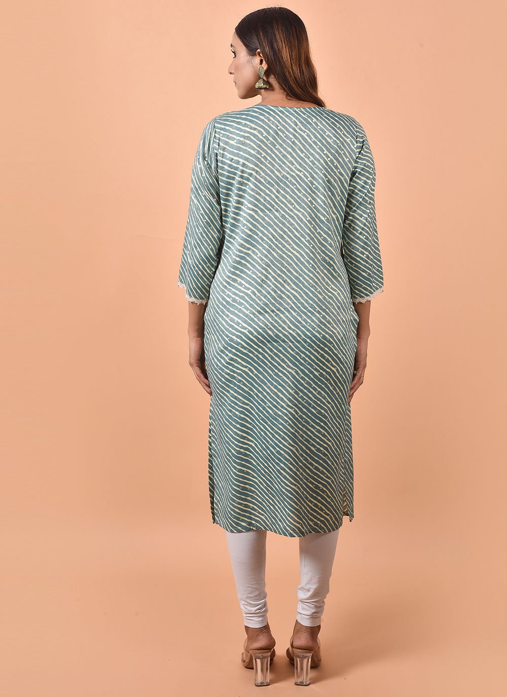 Designer Kurti Cotton Teal Print Kurtis