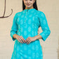 Salwar Suit Cotton Aqua Blue Print Salwar Kameez