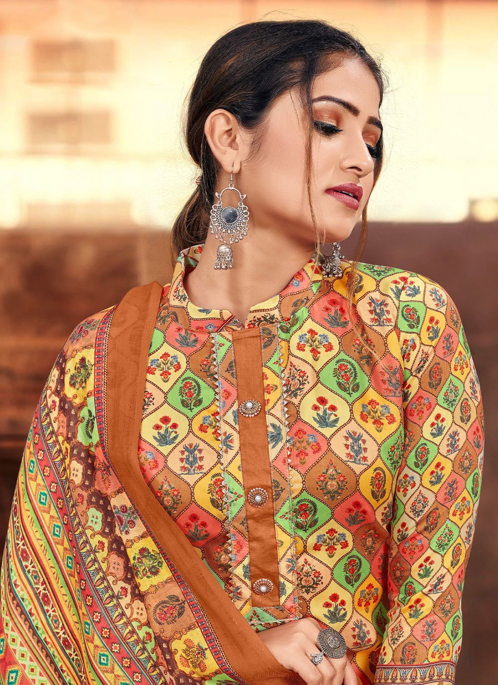 Salwar Suit Cotton Multi Colour Digital Print Salwar Kameez