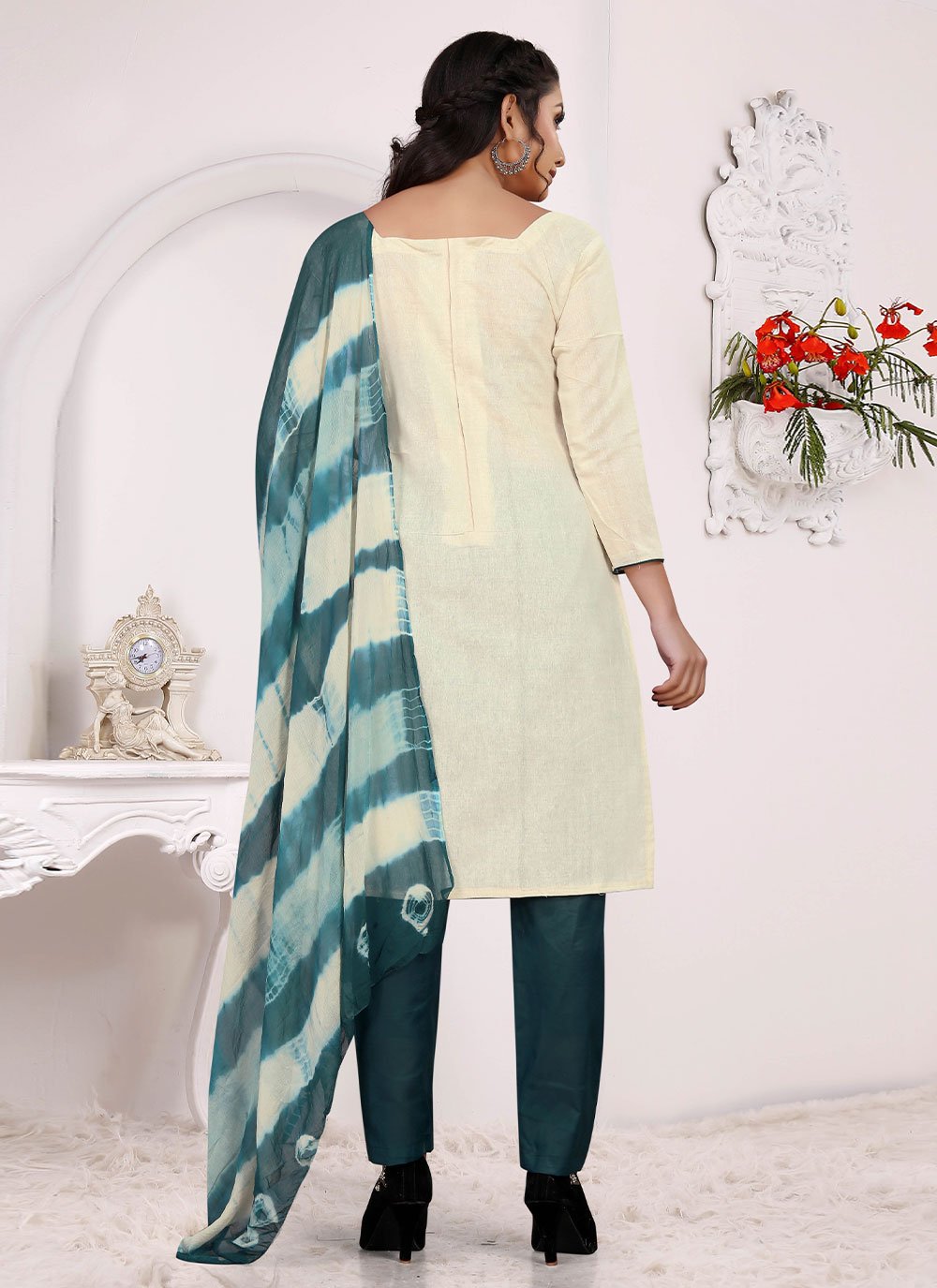 Trendy Suit Cotton Khadi White Embroidered Salwar Kameez