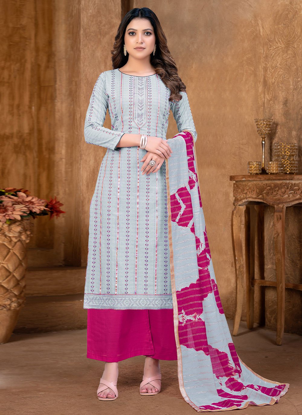 Trendy Suit Cotton Blue Print Salwar Kameez