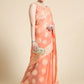 Trendy Saree Cotton Lucknowi Peach Chikankari Work Saree
