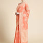 Trendy Saree Cotton Lucknowi Peach Chikankari Work Saree