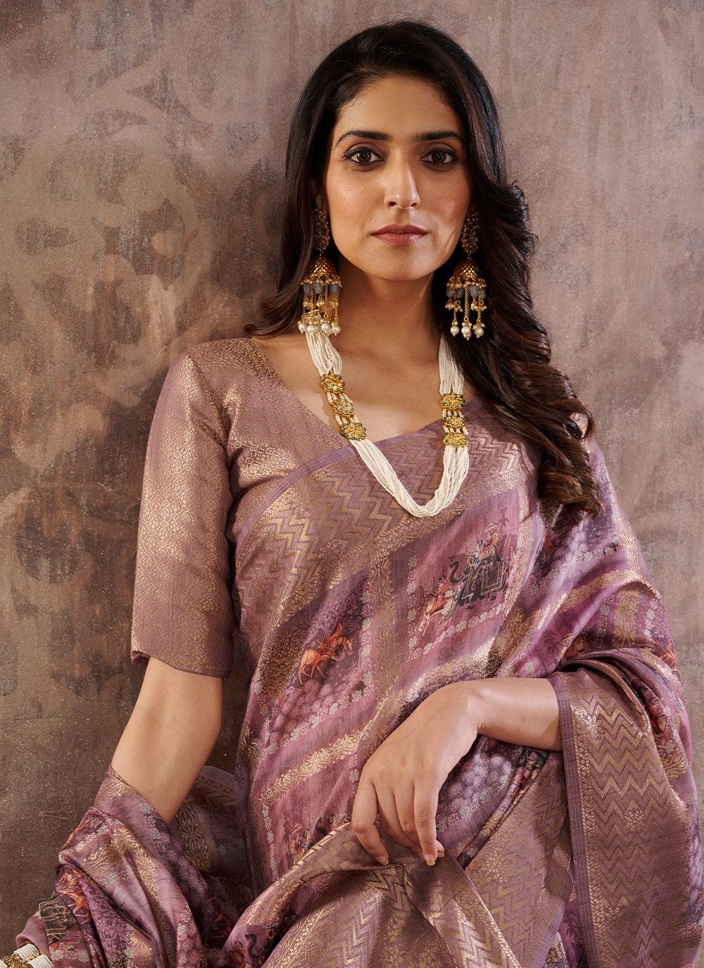 Trendy Saree Cotton Lavender Digital Print Saree