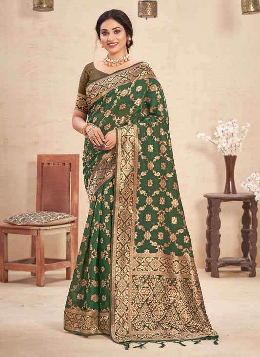 Trendy Saree Cotton Green Embroidered Saree