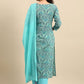 Straight Salwar Suit Cotton Turquoise Floral Patch Salwar Kameez