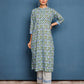 Pant Style Suit Cotton Turquoise Print Salwar Kameez