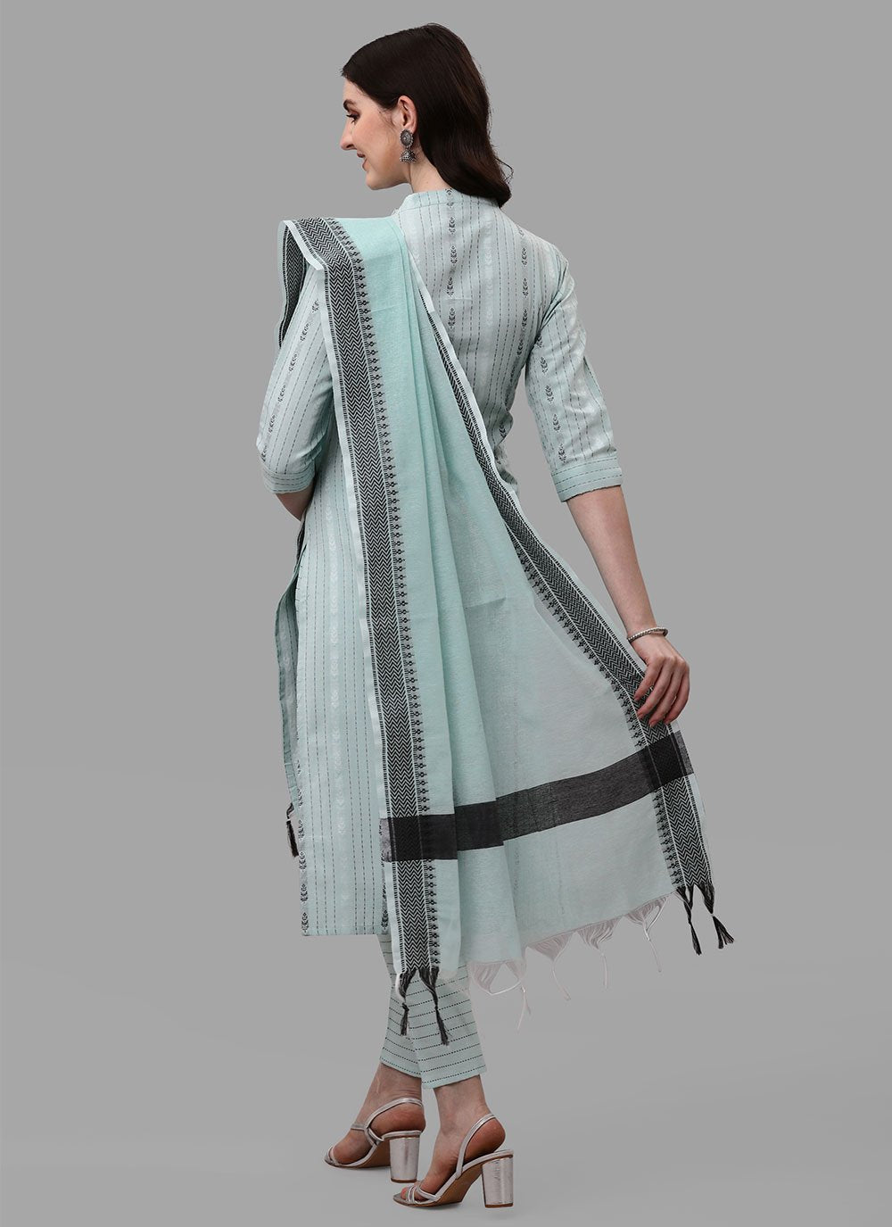 Salwar Suit Cotton Aqua Blue Weaving Salwar Kameez