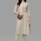 Designer Kurti Cotton Cream Weaving Kurtis