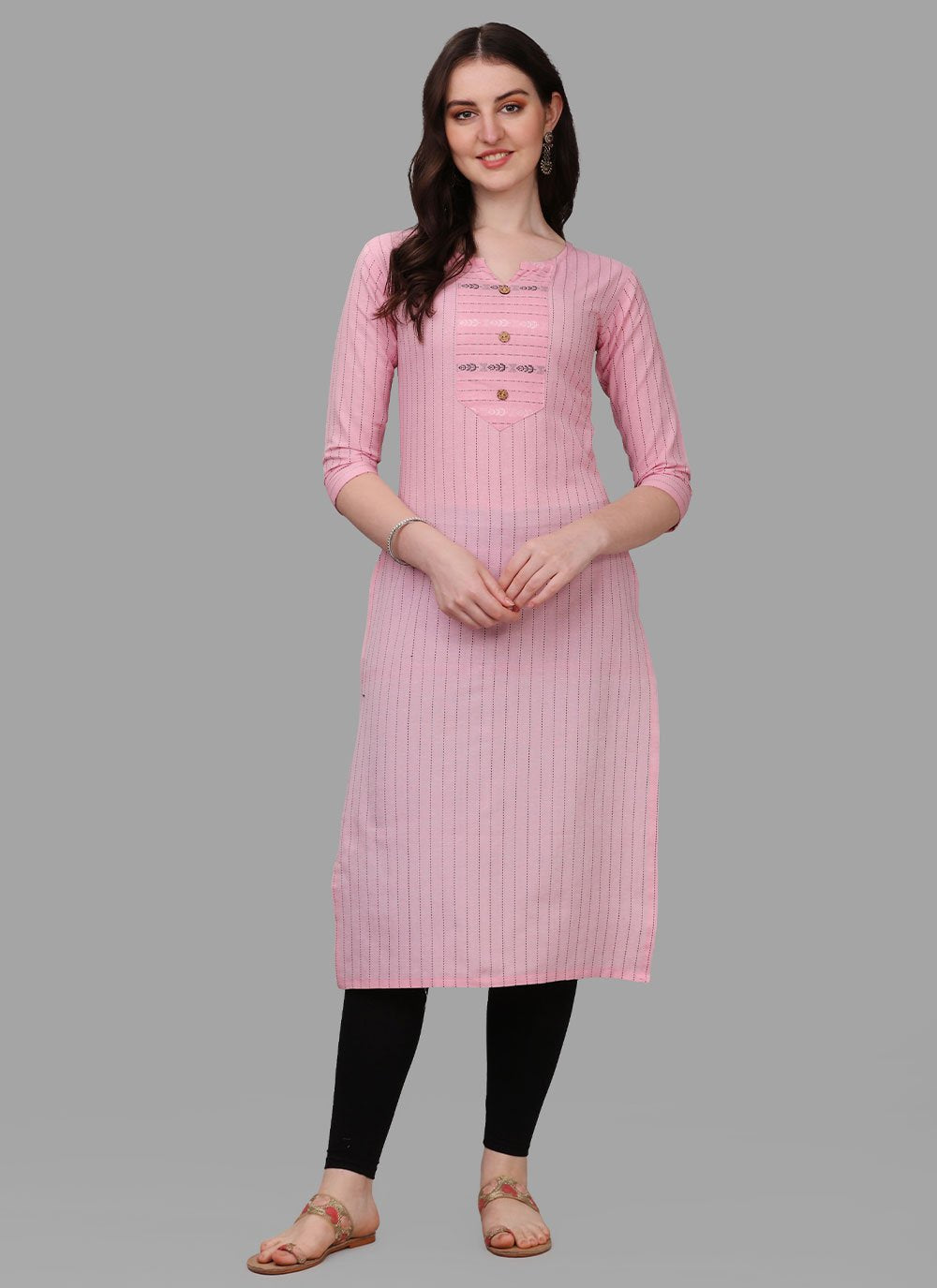 Party Wear Kurti Cotton Pink Weaving Kurtis