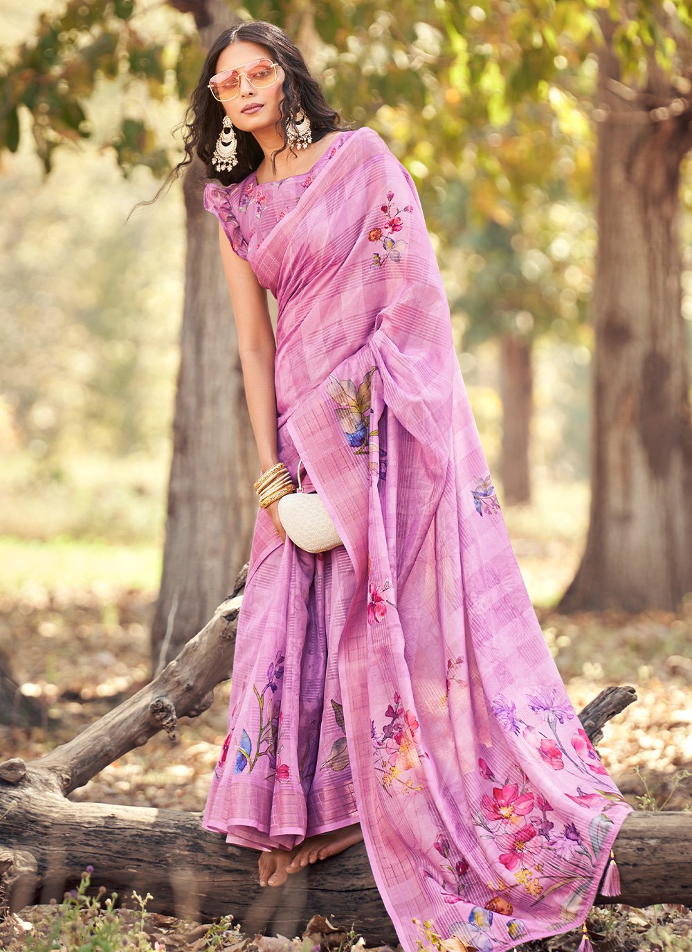 Classic Cotton Jacquard Pink Patch Border Saree