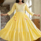 Gown Cotton Yellow Embroidered Gown