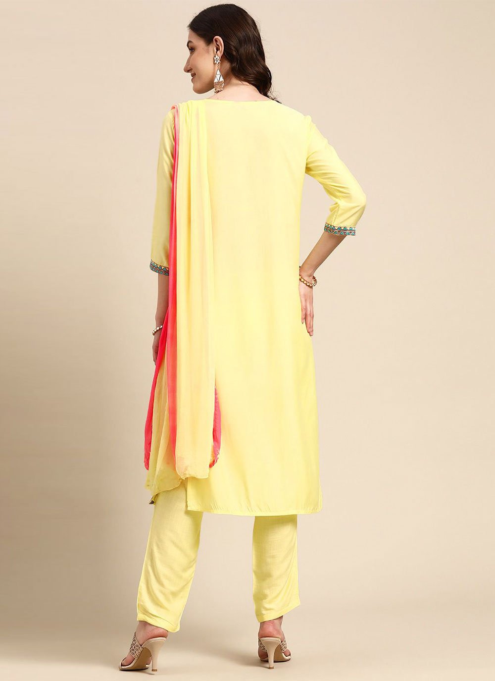 Salwar Suit Cotton Yellow Embroidered Salwar Kameez