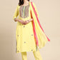 Salwar Suit Cotton Yellow Embroidered Salwar Kameez