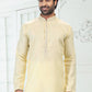 Kurta Pyjama Cotton Linen Yellow Thread Mens